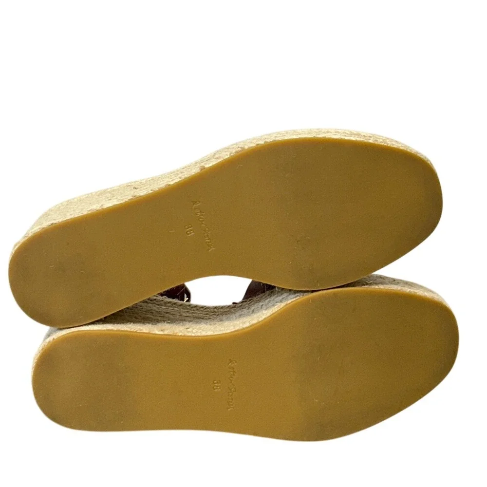 & Other Stories Red Leather Platform Espadrille Wedge Sandals - Size 38‎ / US 8